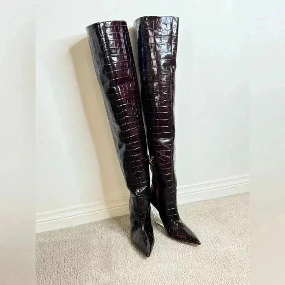 LUCITE 100 WEDGE BOOT Croc Print Brand New Size 7 - Picture 14 of 17